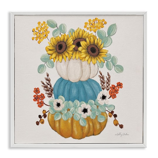 Stupell Industries Seasonal Flower & Pumpkins Framed Giclee Art